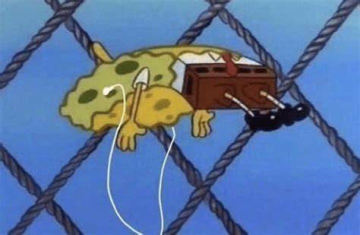 Spongebob floating with earbuds Spongebob, Floating, Ear, Listening